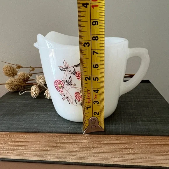 Vintage Fire King Oven Ware Pink Fleurette Creamer - Picture 11 of 12